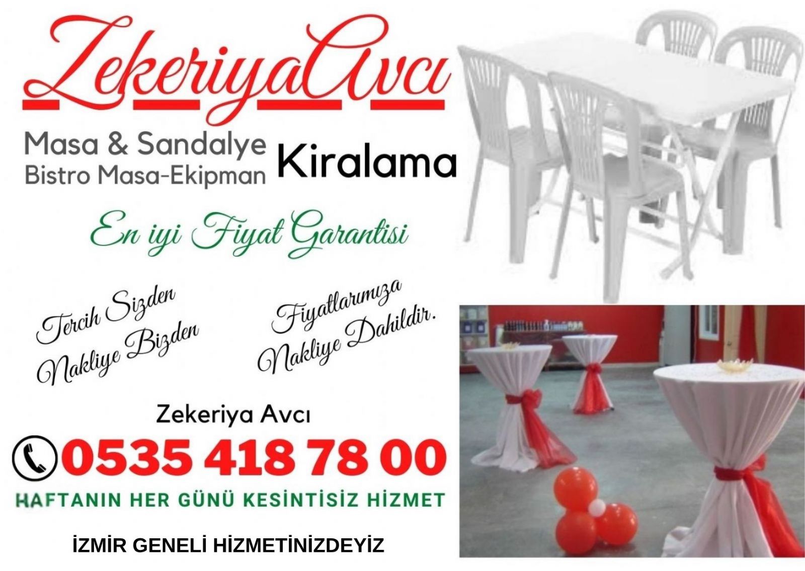 Konak Masa Sandalye Kiralama